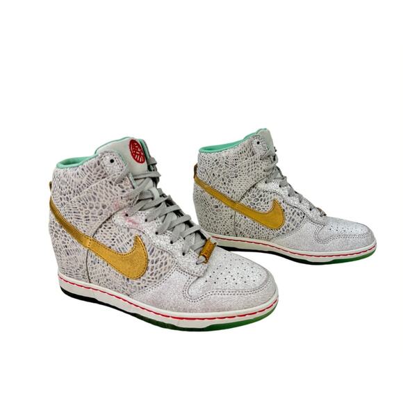 NEW Nike Dunk Sky Hi Wedge Sneakers 649464 001 Gold Year of the Horse Limited 7 - Picture 1 of 11